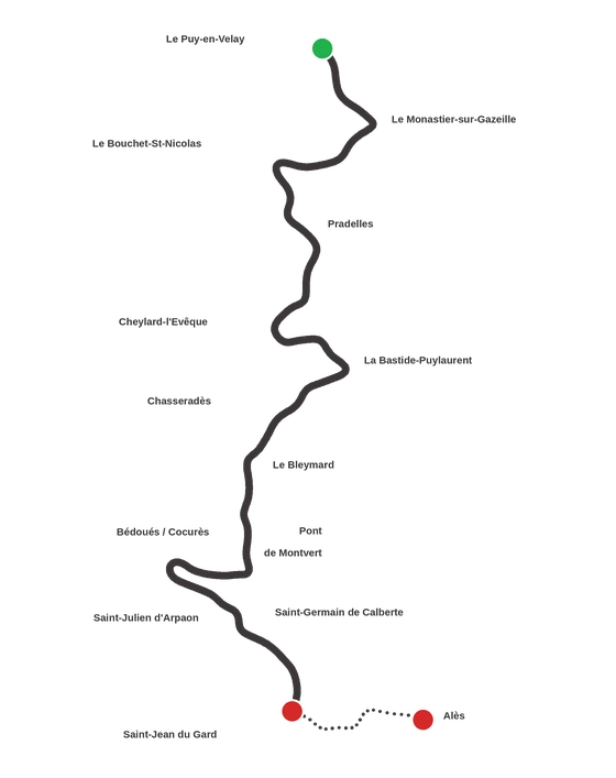 Le Chemin de Stevenson du Puy-en-Velay à Saint-Jean du gard ou Alès